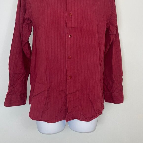 Arrow Womens L Shirt Red Maroon Long Sleeve Career Work Button Up - Picture 3 of 9